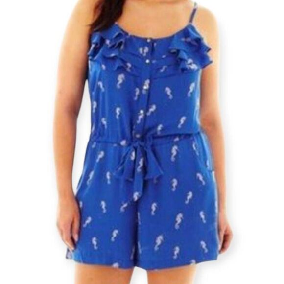 L' AMOUR NANETTE LEPORE SEAHORSE PRINT ROMPER SZ.L EUC. - Picture 1 of 9